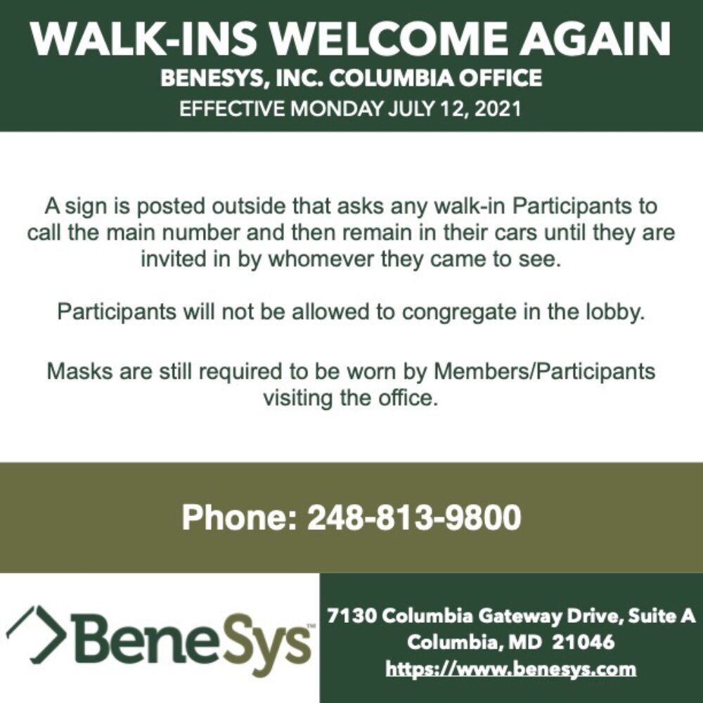 BeneSys, Inc. Is Welcoming Walk-Ins Once Again
