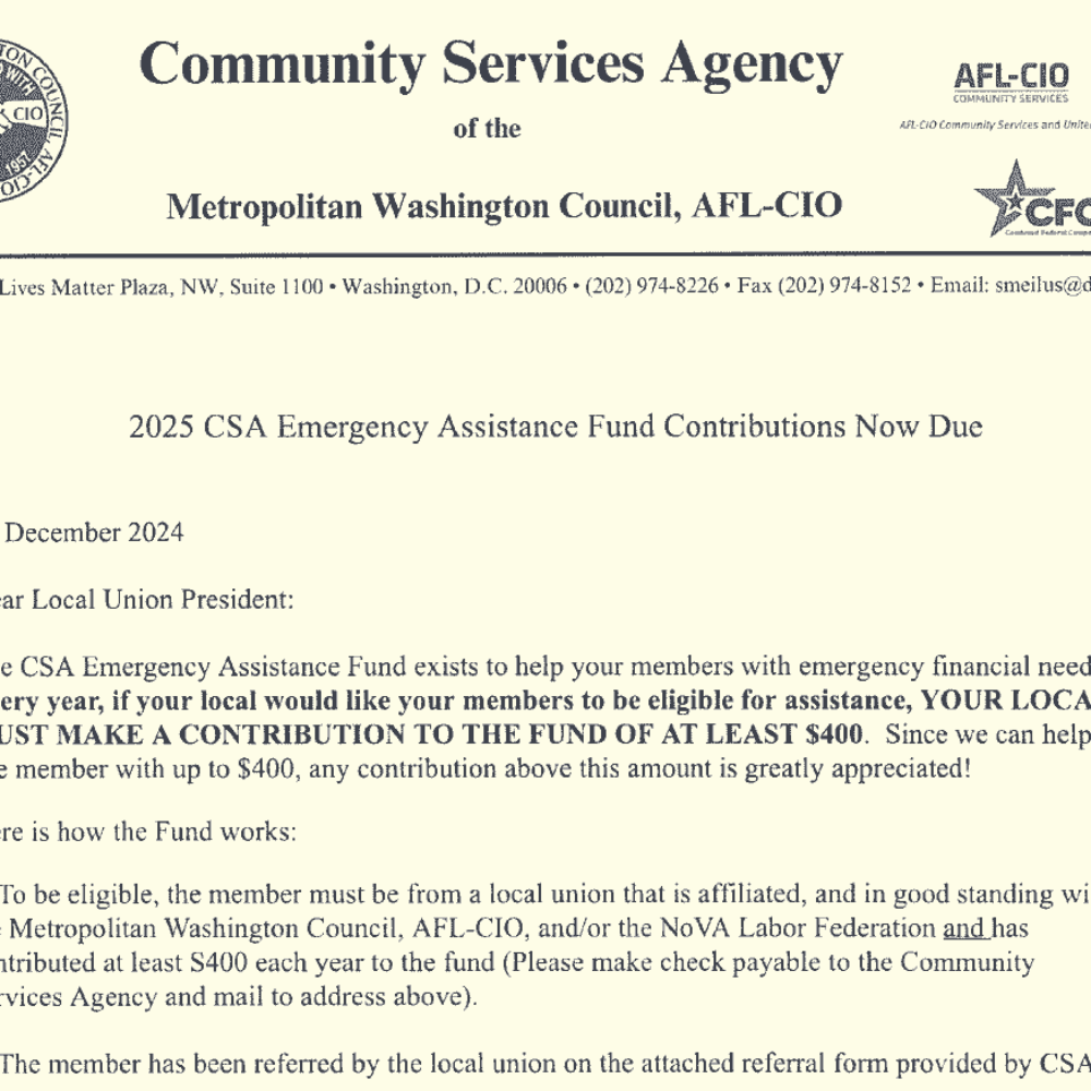 2025 CSA Emergency Assistance Fund Contributions